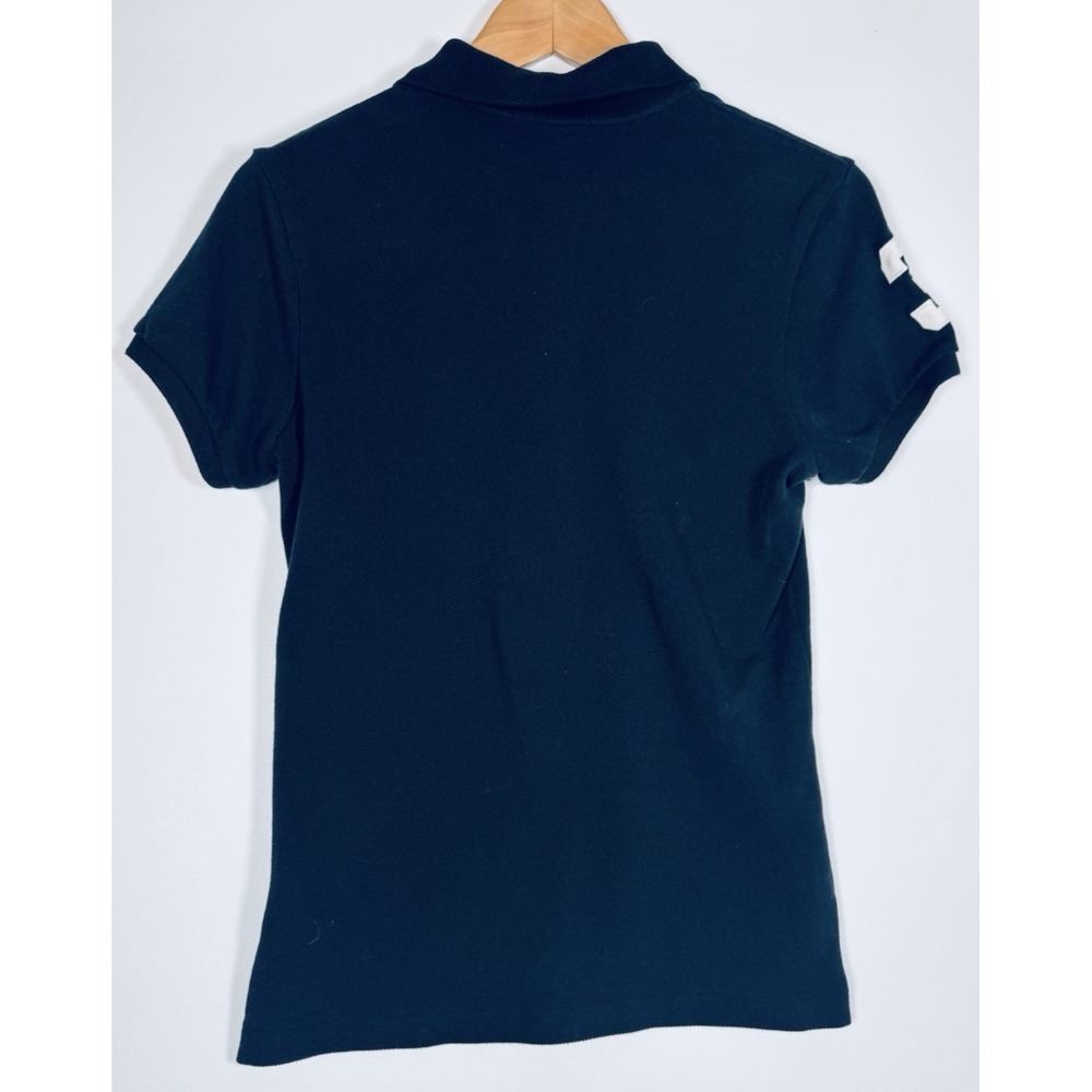 Ralph Lauren The Skinny Polo Womens Large Navy Big Pony Number 3 Cotton Shirt
